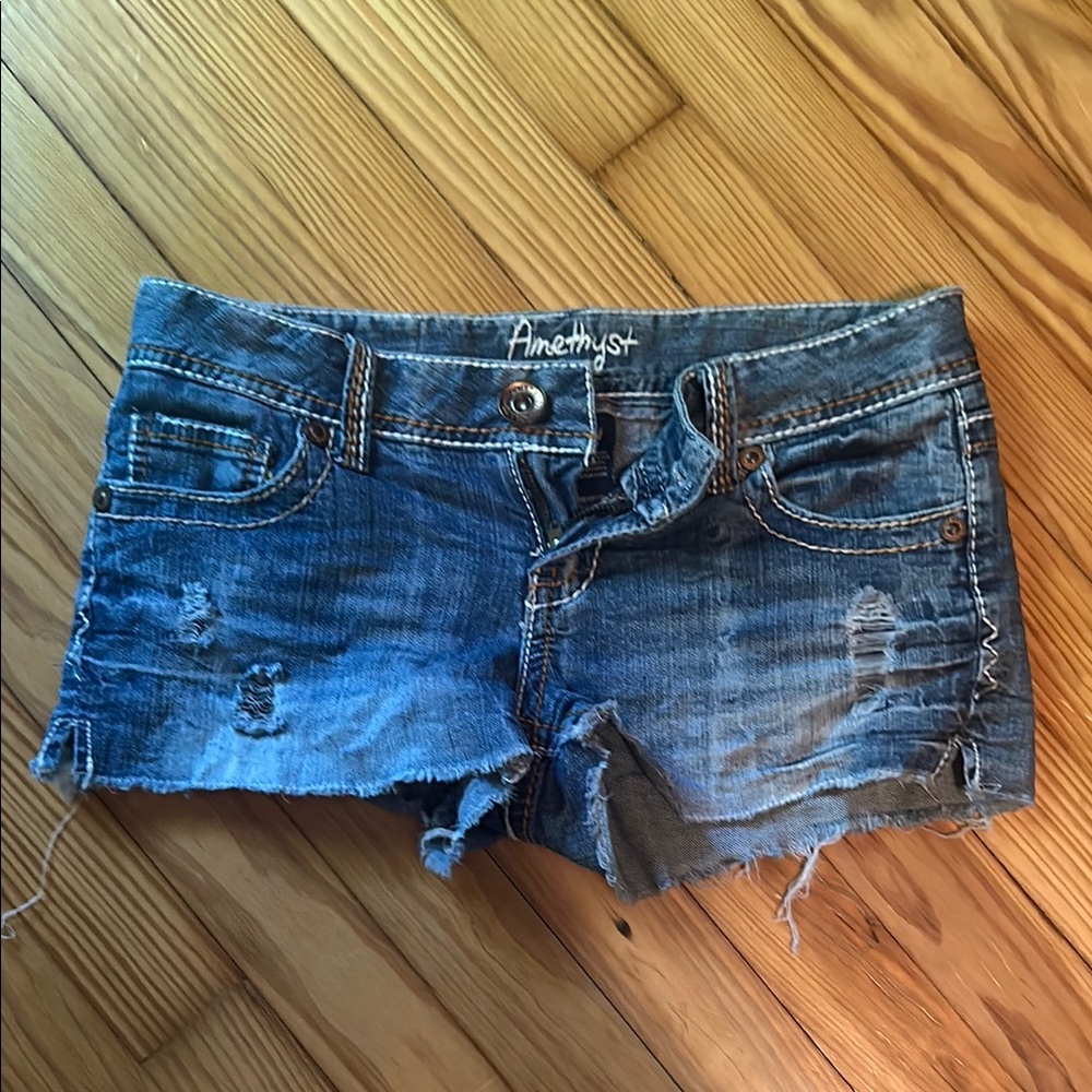 Amethyst Jeans Distressed Blue Denim Shorts